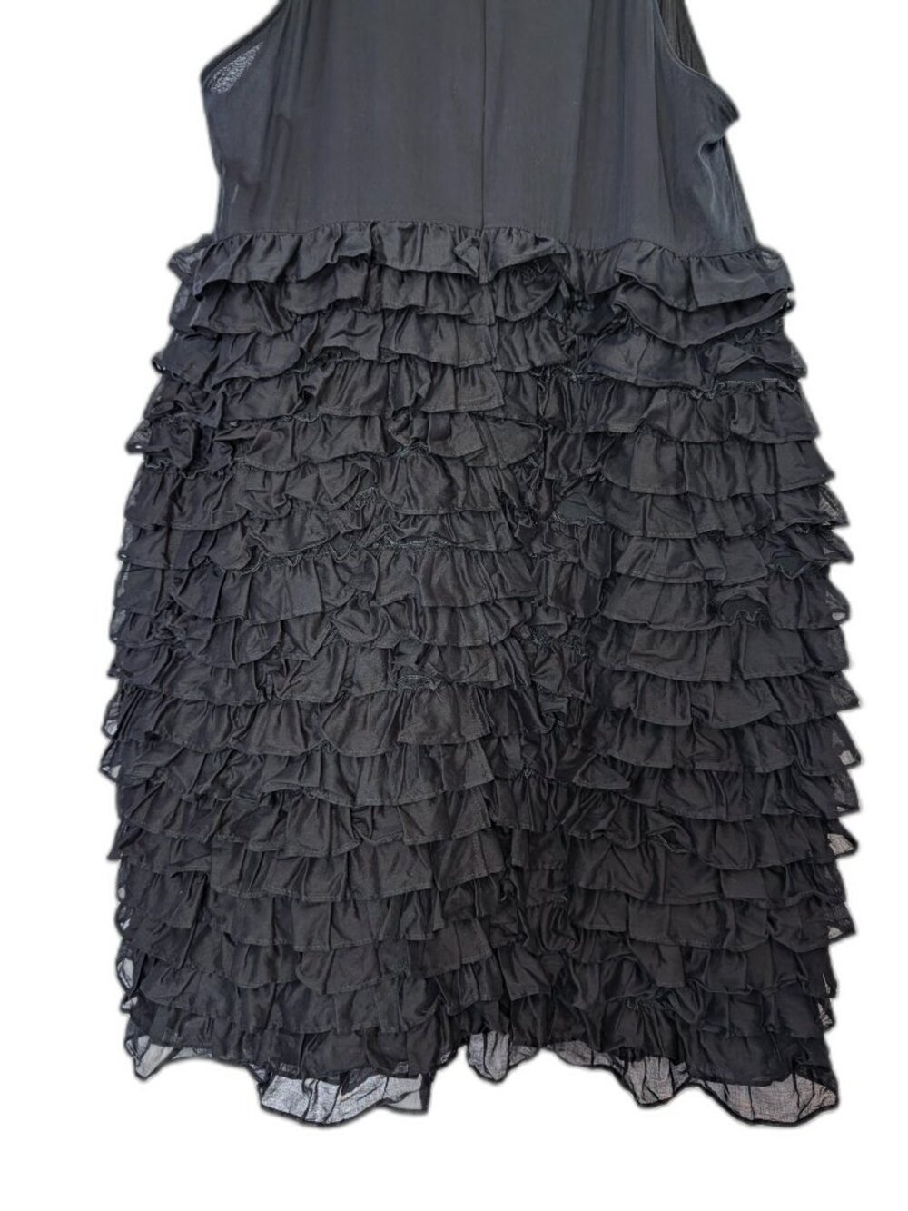 Burberry	 London | Black Cotton Tiered Ruffle Bottom Sleeveless Dress Size US 10 - Picture 8 of 14